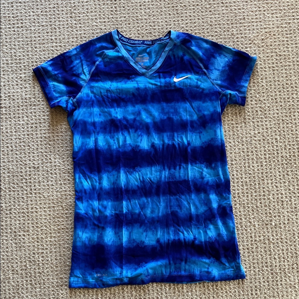 Nike Blue Fitted Dri-Fit Pro Combat Shirt